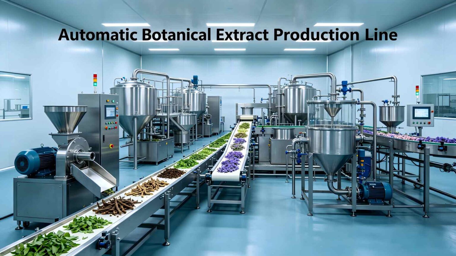 Automatic botanical extract production line for herbal plant extraction processing